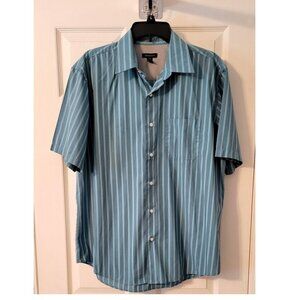 Van Heusen Blue Stripe Mens Short Sleeve SHIRT L